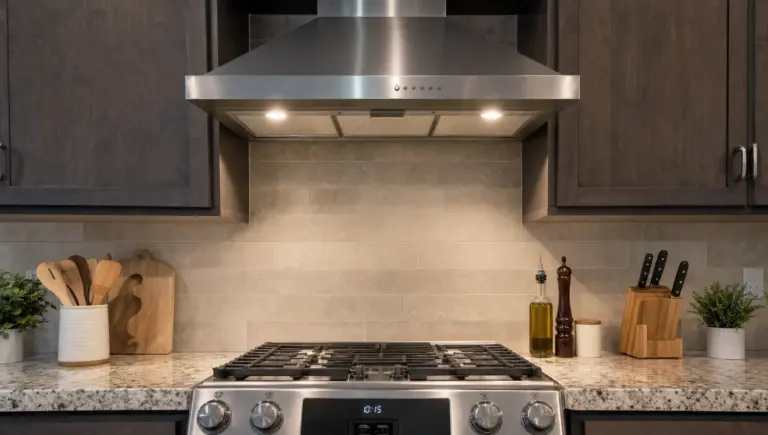 A kitchen range hood above the stove sits in a lived-in Phoenix kitchen where the lights won’t turn on.